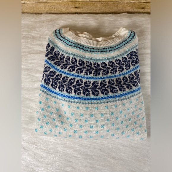 Talbots Sweater L Blue Fair Isle Lambswool Nordic - Picture 9 of 9